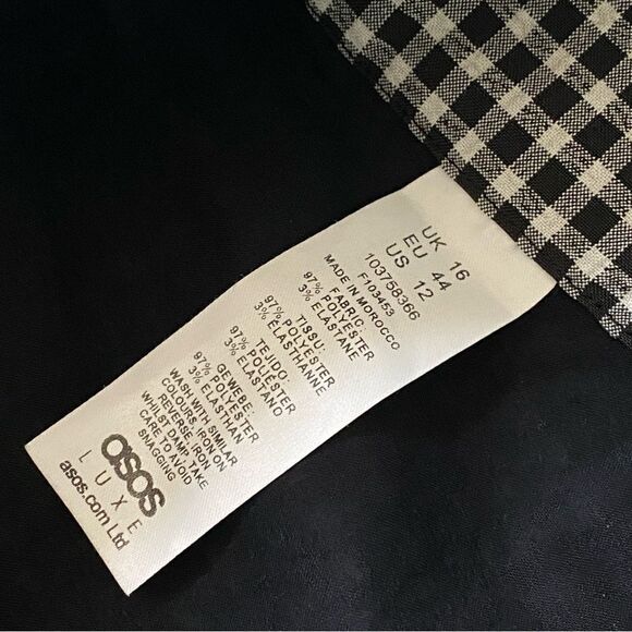 ASOS Plaid Check Bustier Crop Top Black White US 12 - Picture 4 of 9